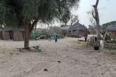 Hinten sind die Wohnhäuser, rechts der Kuhstall, wo das Kalb sehnlichst auf die Mama Kuh wartet.